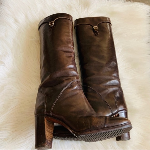 Bottes Vintage Tanino Crisci Italie 1982 - Or - Taille 36 - Cuir - Talon 8,5 Cm - Occasion